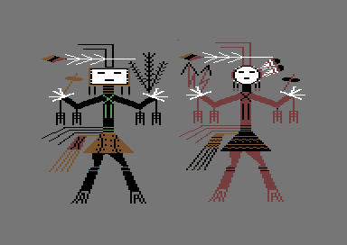 Navajo Sandpainting Art - Male and Female Yeis
