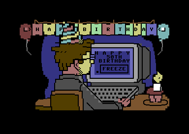 Happy PETSCII Birthday Freeze - Birthday Scene
