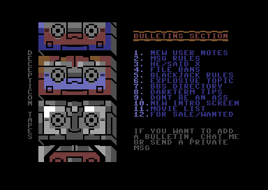 Cybertron BBS PETSCII - Pic 4